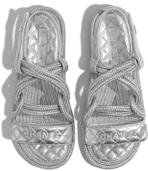 silver chanel sandals